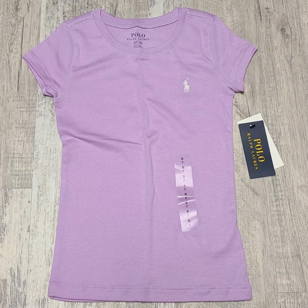 Girls sz 7 purple shirt sleeve Polo tshirt